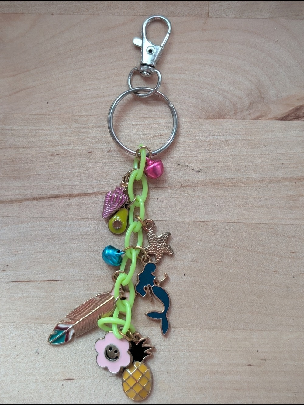 Lime Green Keychain Tropical Charms